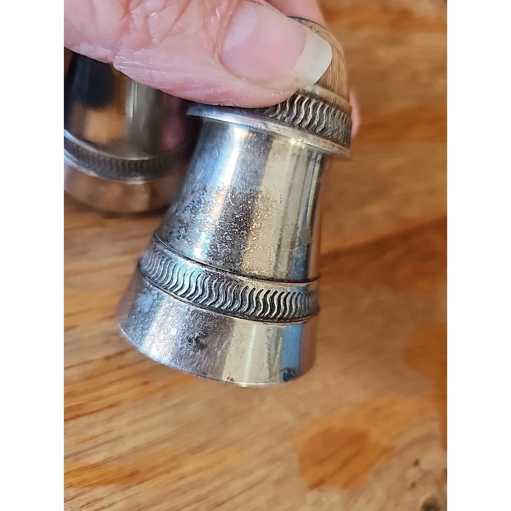 Vtg Silverplate Metal Salt & Pepper Shakers fancy classic